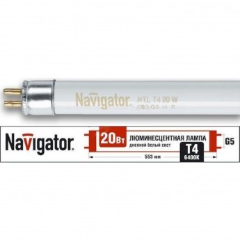 Лампа линейная NAVIGATOR NTL-Т4 860 G5 люминесцентная ЛЛ 20вт дневная Лампа линейная NAVIGATOR NTL-Т4 860 G5 люминесцентная ЛЛ 20вт дневная