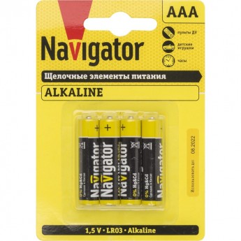 Батарейки NAVIGATOR серии NBT-NPE-LR03-BP4 щелочные Батарейки NAVIGATOR серии NBT-NPE-LR03-BP4 щелочные