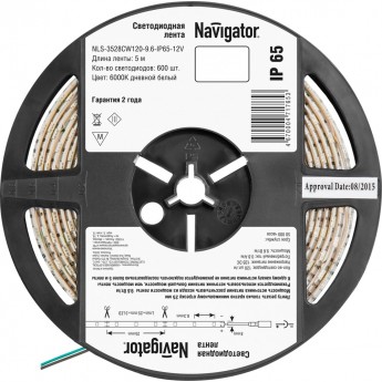 Светодиодная лента NAVIGATOR серии NLS-3528W120-9.6-IP65-12V R5 Светодиодная лента NAVIGATOR серии NLS-3528W120-9.6-IP65-12V R5