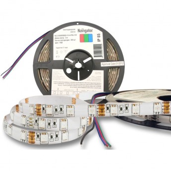 Светодиодная лента NAVIGATOR серии NLS-5050RGB60-14.4-IP65-12V R5 Светодиодная лента NAVIGATOR серии NLS-5050RGB60-14.4-IP65-12V R5